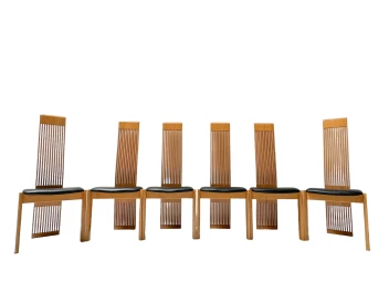 Post-Modern Slatted High Back Dining Room Chairs by Pietro Costantini, 1980s